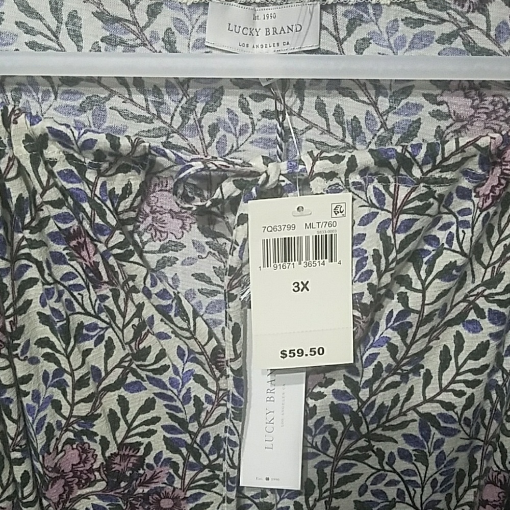 Lucky Brand Plus Banded Bottom Peasant Top - Picture 7 of 8